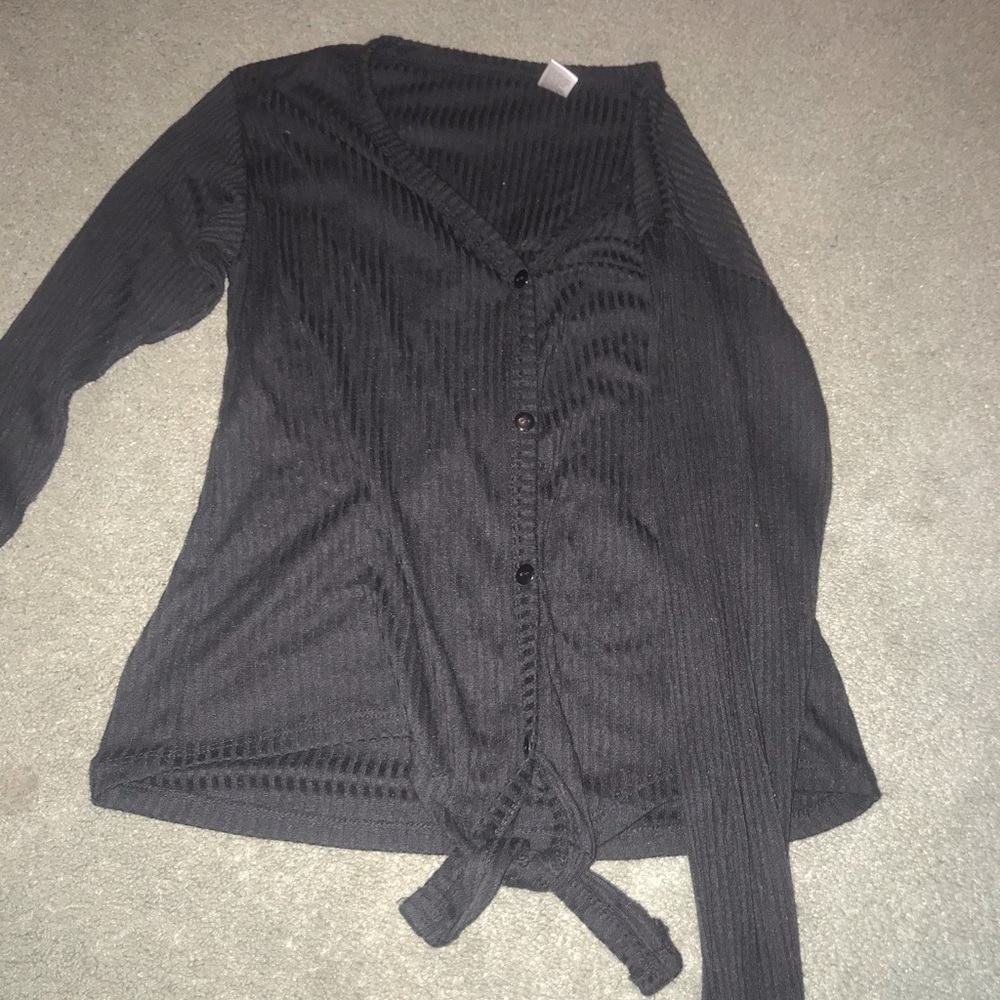 Black button down with tie shirt